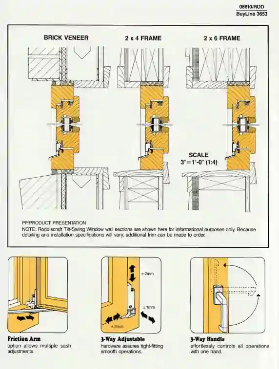 Roddiscraft wood window detail drawings, typical page for Sweet's General Building File aka The Architect's Bible.