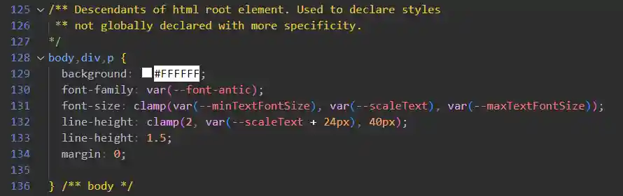 Picture of CSS code snippet