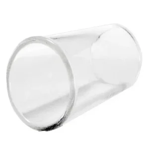 Image of a short glass tube worn on a finger used to play slide guitar